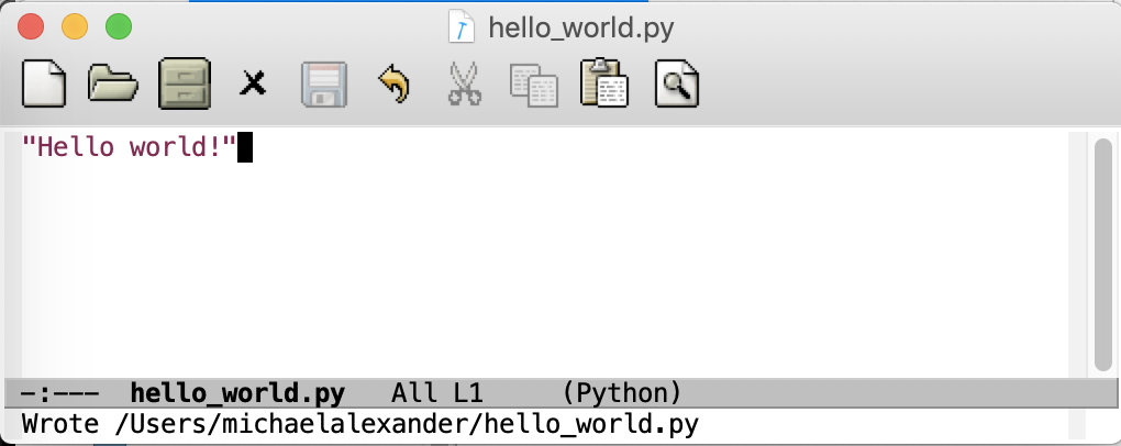emacs hello world