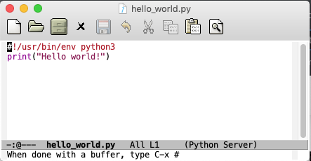 emacs hello world