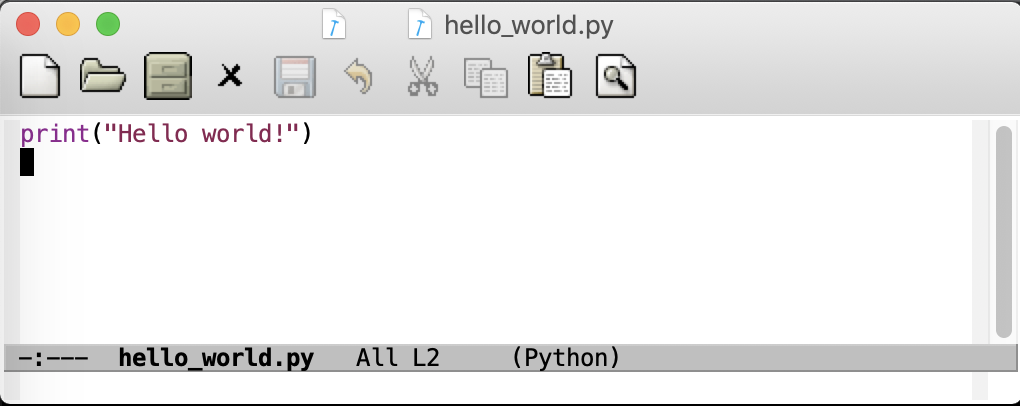 emacs hello world